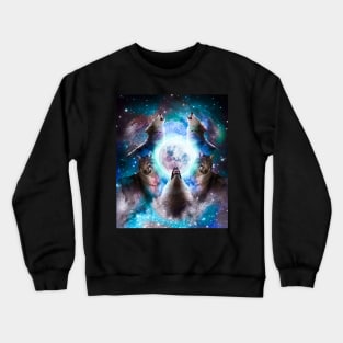 Cosmic Space Wolf Wolves Howling At Moon Crewneck Sweatshirt